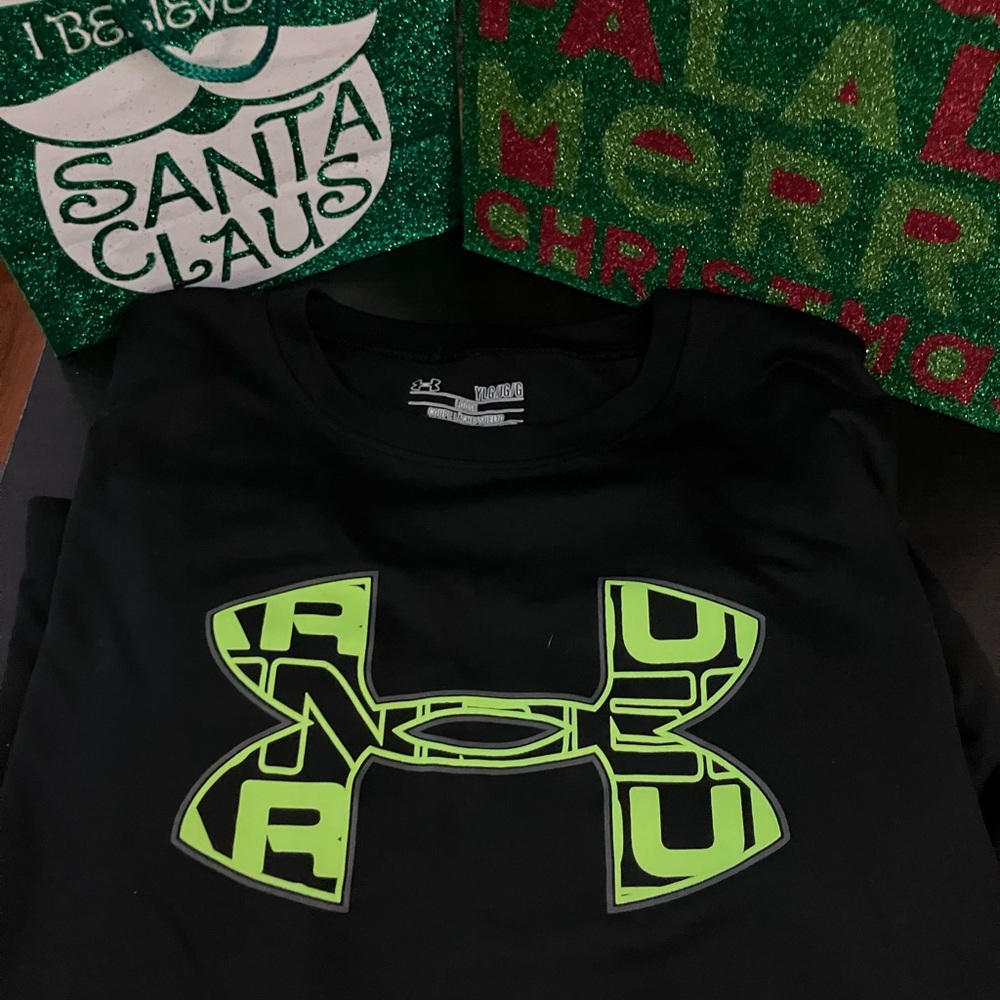 Under Armour Kids Tee with Neon Green Logo